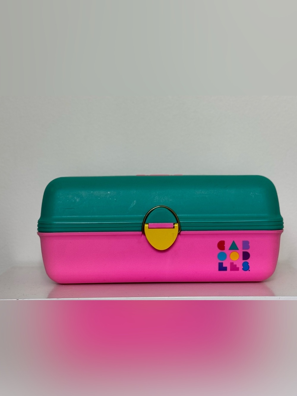Caboodles Teal and Hot Pink Cosmetic Case with Yellow Accent